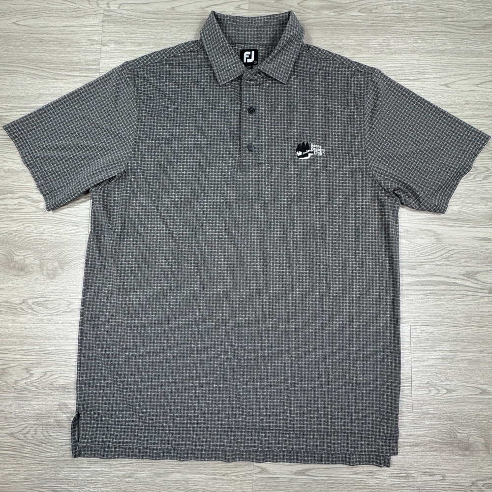 FootJoy Mens Polo Shirt Country Club Logo Grey Patterned Large Golf Athletic